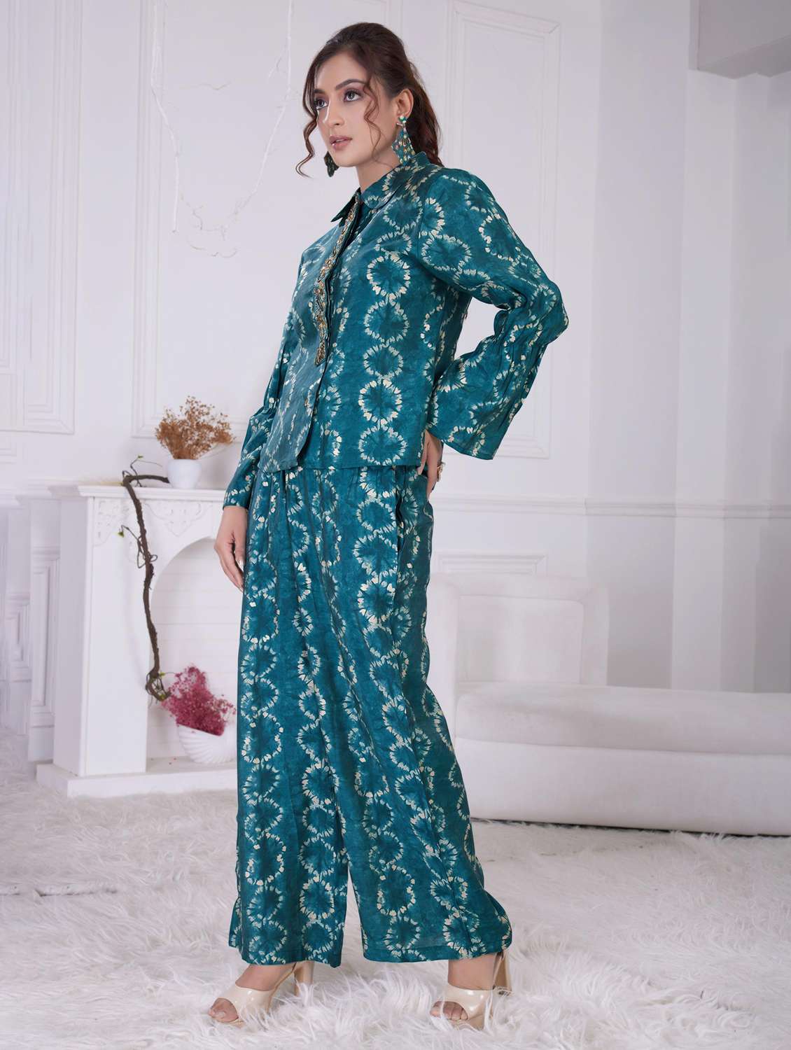 women printed long sleeve ethnic co-ord set - 21928015 -  Standard Image - 1