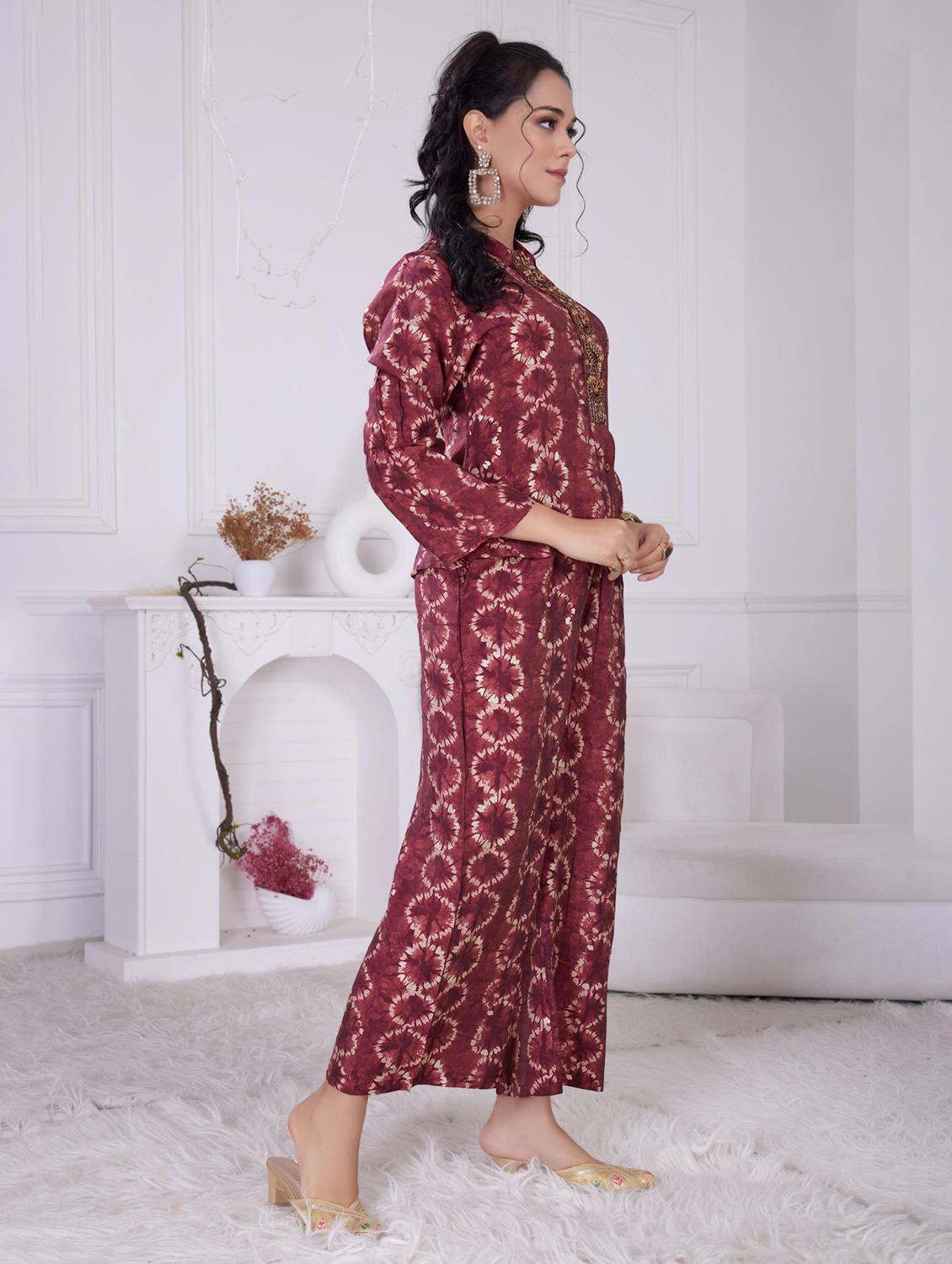 women printed long sleeve ethnic co-ord set - 21928016 - Standard Image - 1