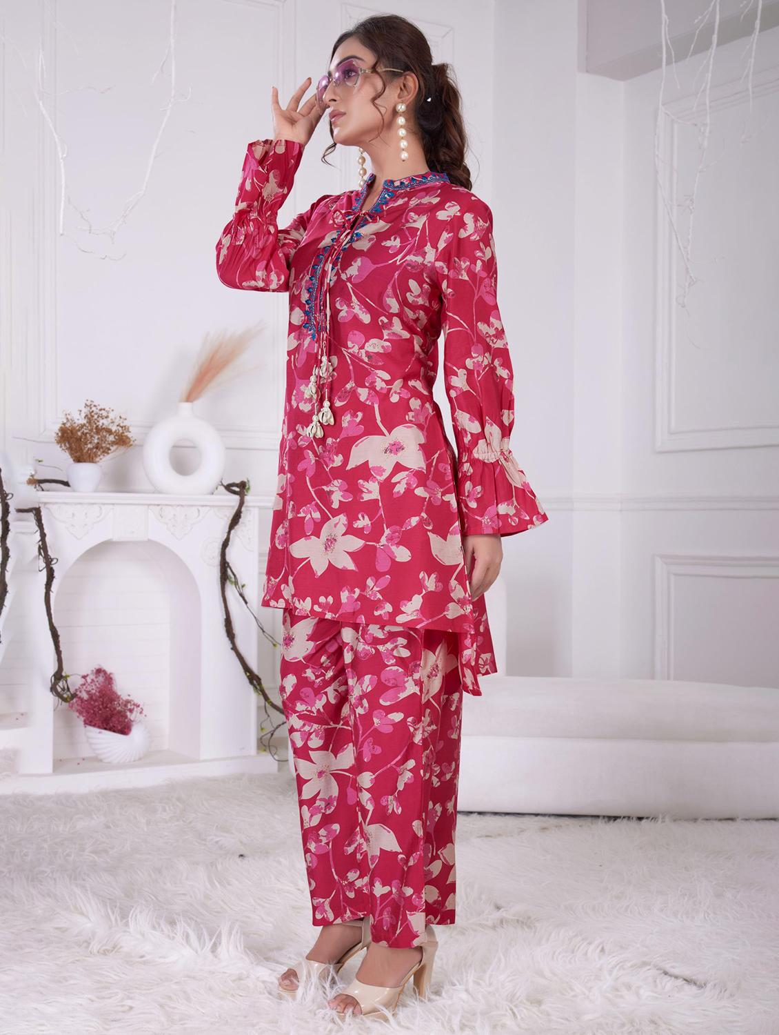 women printed long sleeve ethnic co-ord set - 21928021 -  Standard Image - 1
