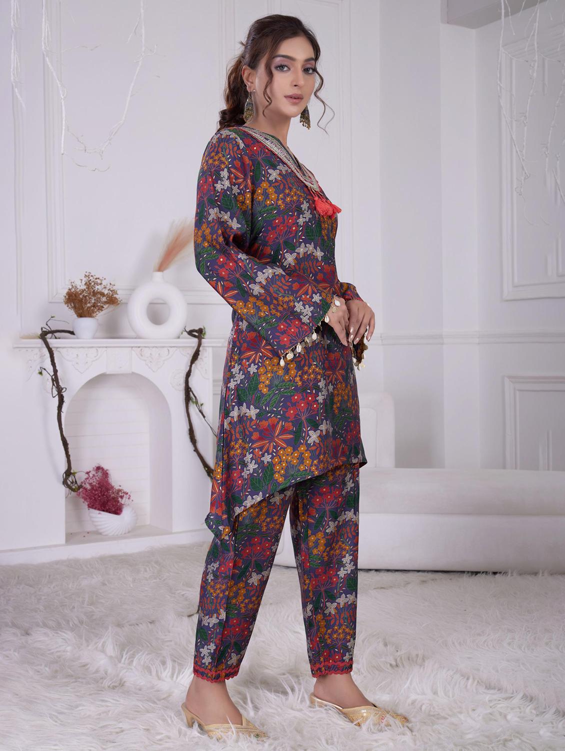women printed long sleeve ethnic co-ord set - 21928023 - Standard Image - 1