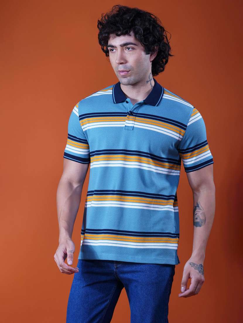 men striped short sleeves regular fit polo t-shirt - 21928075 -  Standard Image - 1