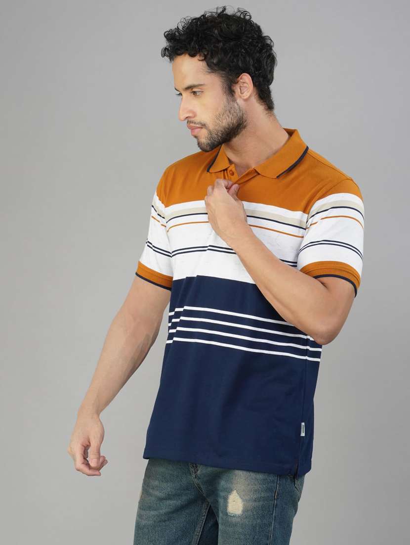men color blocked short sleeves regular fit polo t-shirt - 21928090 -  Standard Image - 1