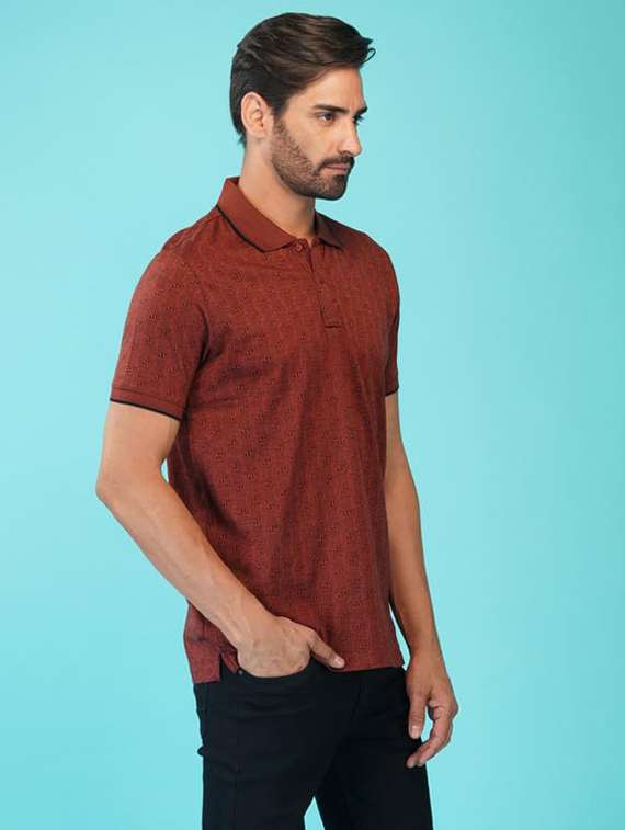 men printed short sleeves regular fit polo t-shirt - 21928108 -  Standard Image - 1