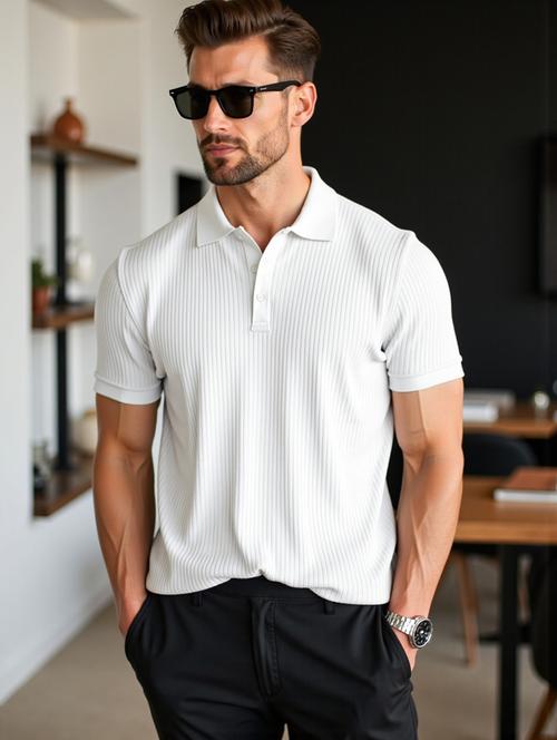 men solid short sleeve slim fit polo t-shirt - 21928120 - Standard Image - 0