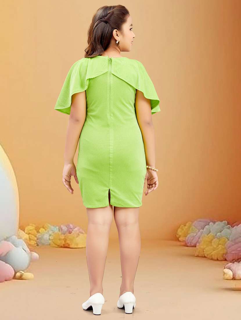 girls solid batwing sleeves bodycon dress - 21928214 -  Standard Image - 4