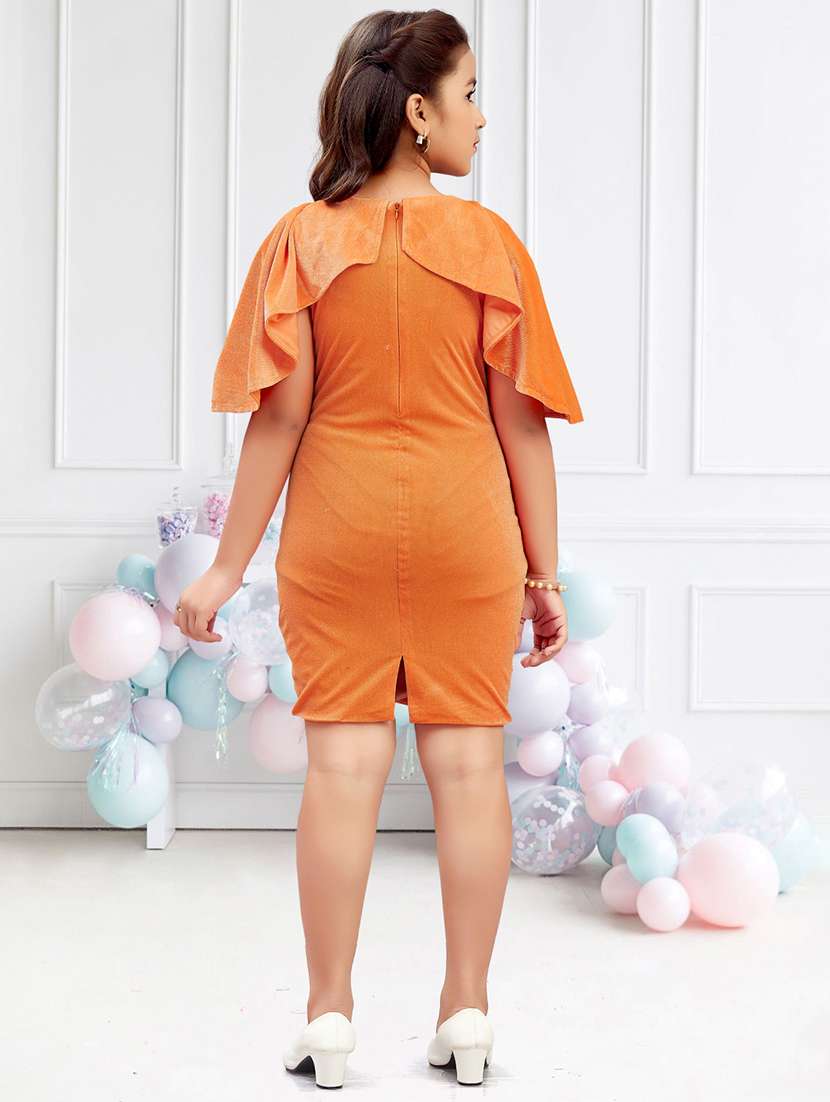 girls solid batwing sleeves bodycon dress - 21928215 -  Standard Image - 4