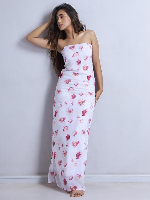 women floral printed tube sheath dress - 21928228 - Standard Image - 0