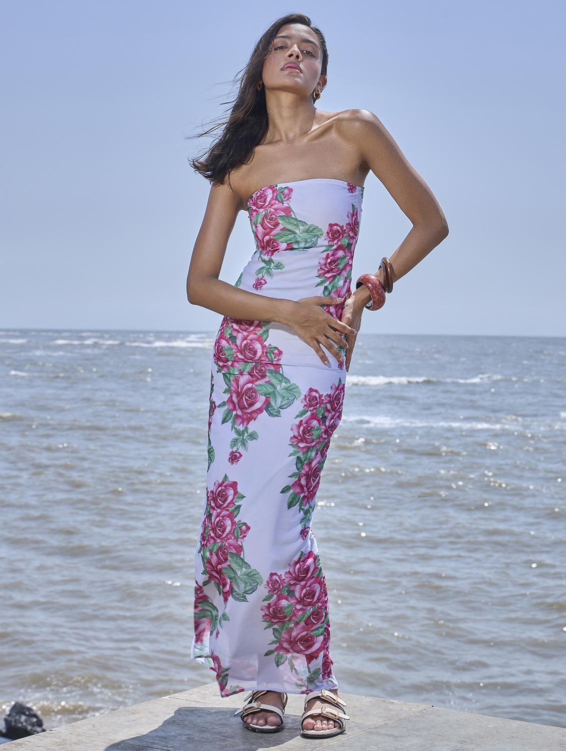 women floral printed tube bodycon dress - 21928229 - Zoom Image - 0