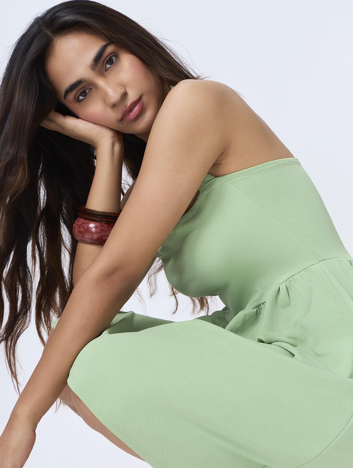 women solid halter neck fit & flared dress - 21928234 - Standard Image - 4