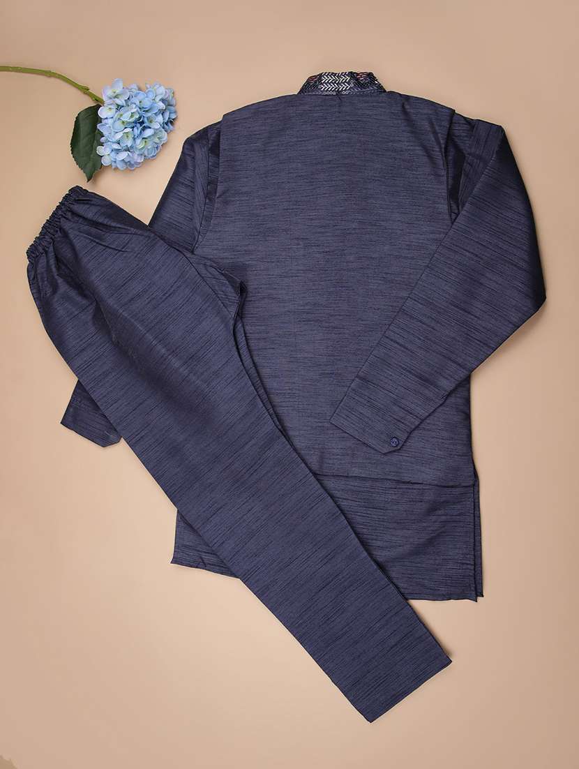 boys kurta and pyjama with embroidered jacket - 21928264 -  Standard Image - 1
