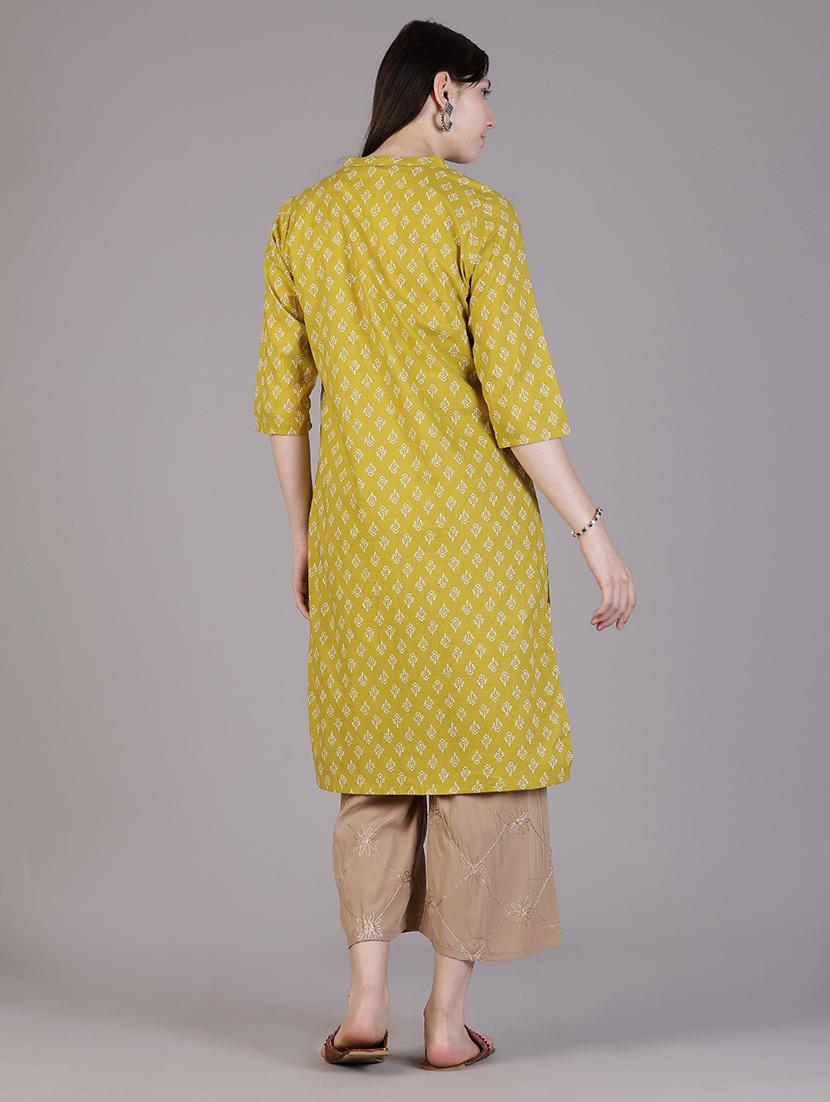 women floral three quarter sleeve straight kurta - 21928290 - Standard Image - 4
