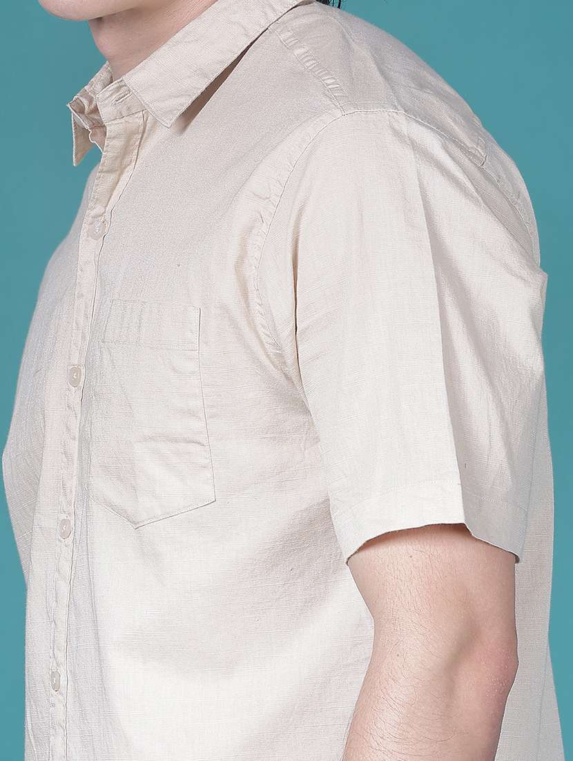 men solid short sleeve collared shirt - 21928308 -  Standard Image - 4
