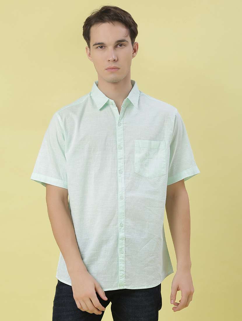 men solid short sleeve collared shirt - 21928310 - Standard Image - 1
