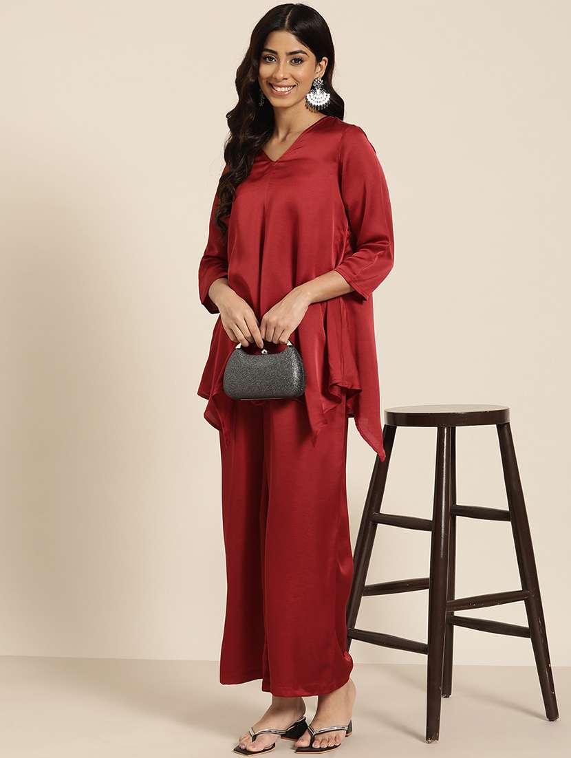 women three quarter sleeve ethnic co-ord set