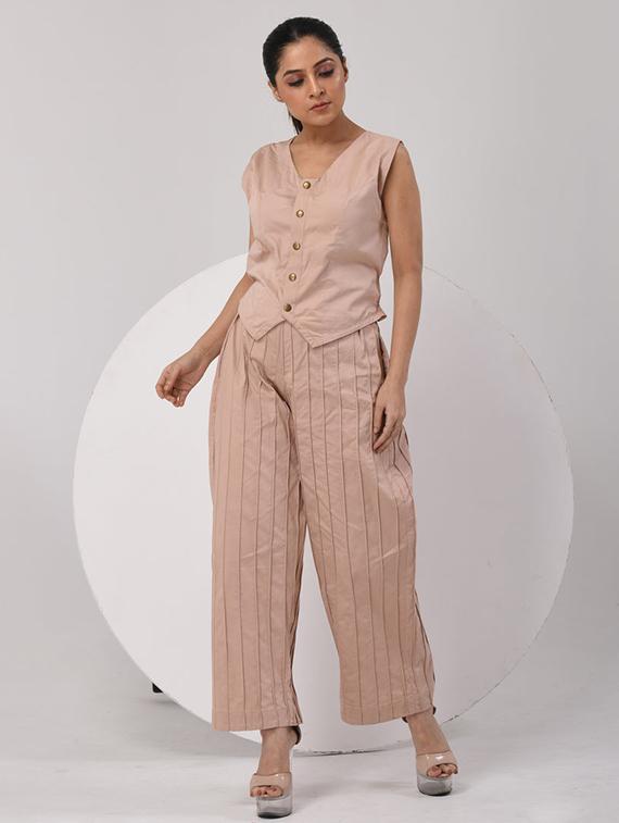 women solid top and culotte co-ord set - 21928500 -  Standard Image - 1