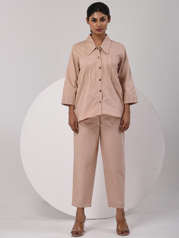 women solid shirt and trouser co-ord set - 21928503 - Standard Image - 1