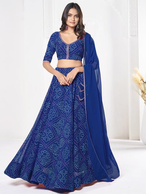 women bandhani printed semi stitched flared lehnga - 21928511 - Standard Image - 0