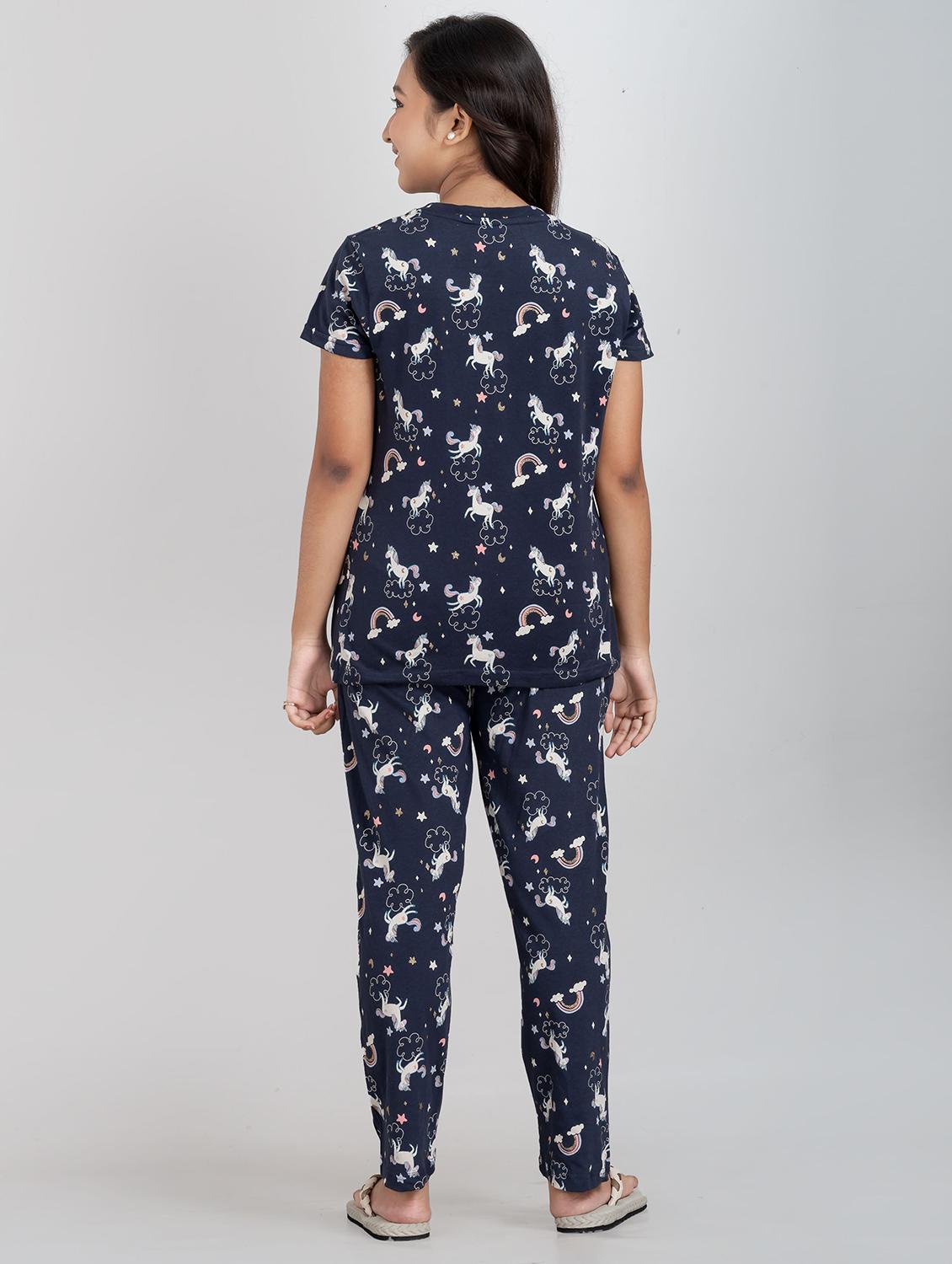 girls printed round neck pyjama set nightwear - 21928554 - Standard Image - 4