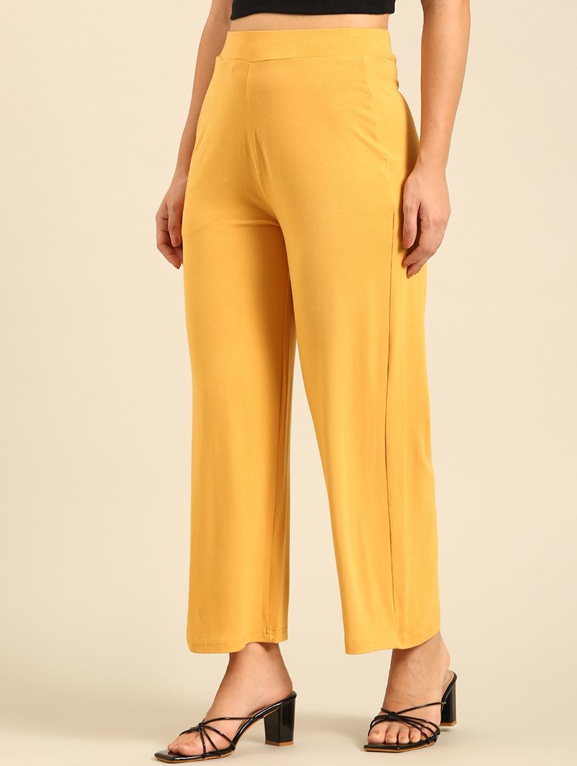 women solid high rise wide leg trouser - 21928562 - Standard Image - 1