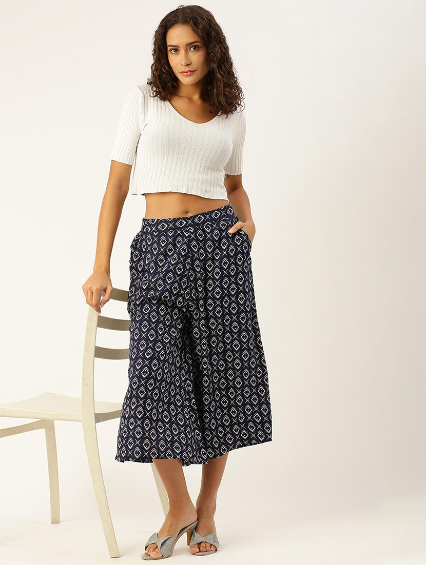 women printed mid rise culottes - 21928564 - Standard Image - 4