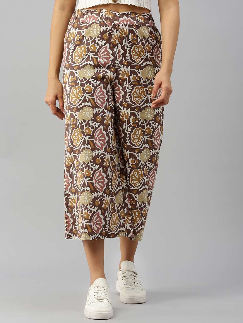 women printed mid rise culottes