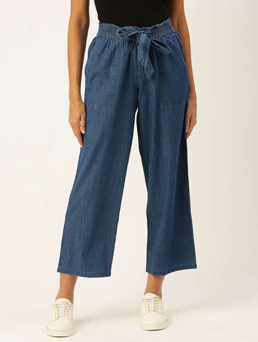 women solid high rise straight  trouser - 21928567 -  Standard Image - 1