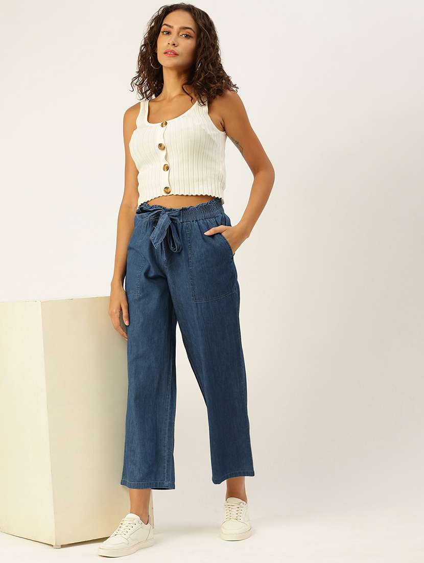 women solid high rise straight  trouser - 21928567 -  Standard Image - 4
