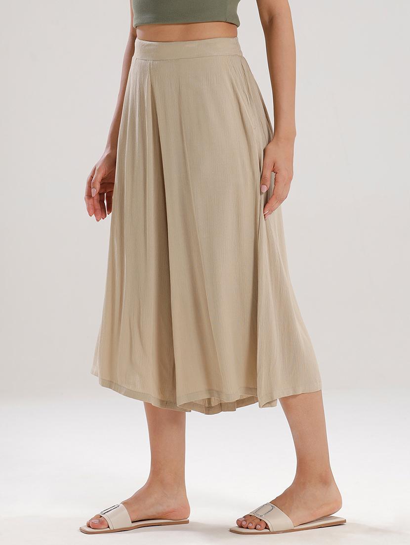 women solid high rise calf length palazzo - 21928571 -  Standard Image - 1