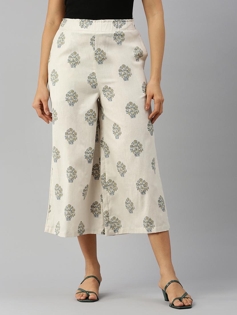 women printed high rise calf length palazzo - 21928575 - Standard Image - 1