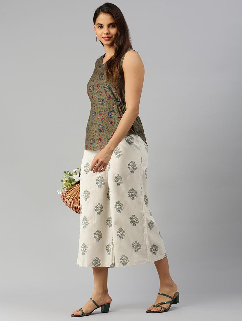 women printed high rise calf length palazzo - 21928575 - Standard Image - 4