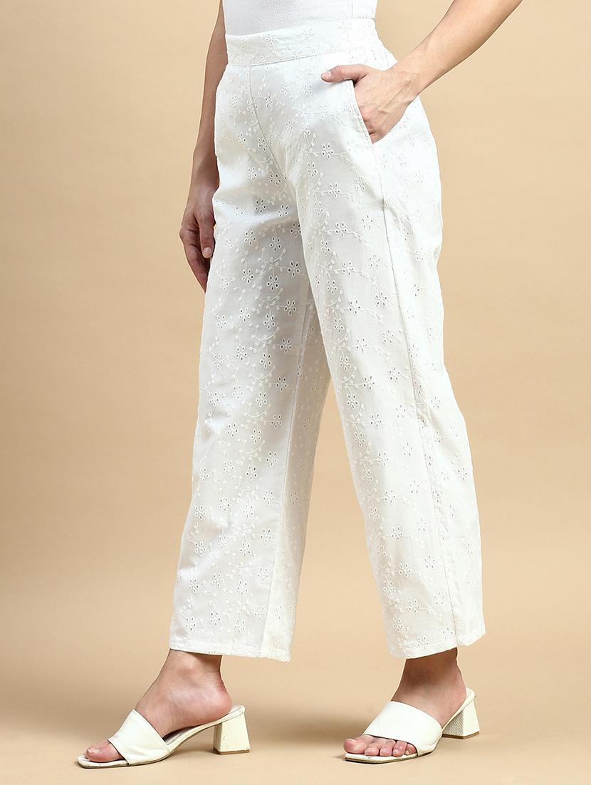 women embroidered mid rise staright palazzo - 21928582 - Standard Image - 1