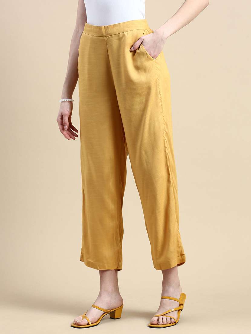 women solid mid rise staright palazzo - 21928585 -  Standard Image - 1