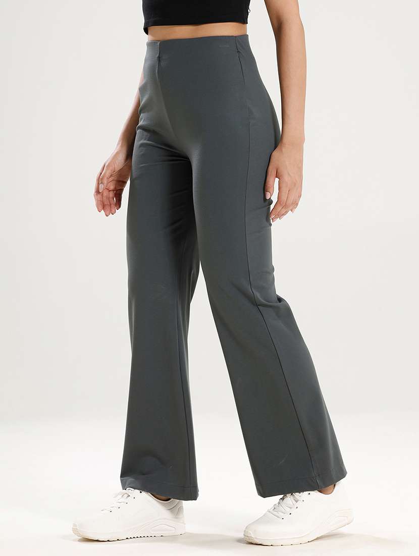 women solid high rise bootcut trouser - 21928588 -  Standard Image - 1