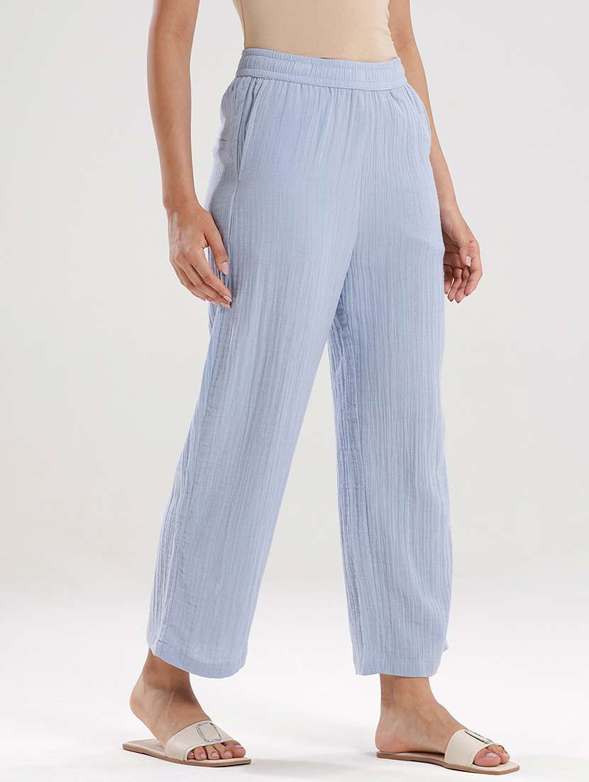 women solid mid rise straight palazzo - 21928590 -  Standard Image - 1