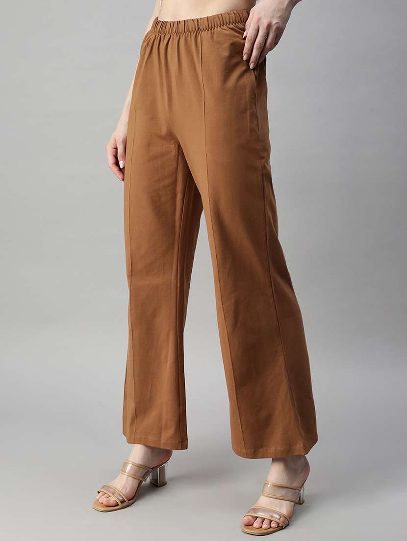 women solid high rise wide leg trouser - 21929571 -  Standard Image - 1