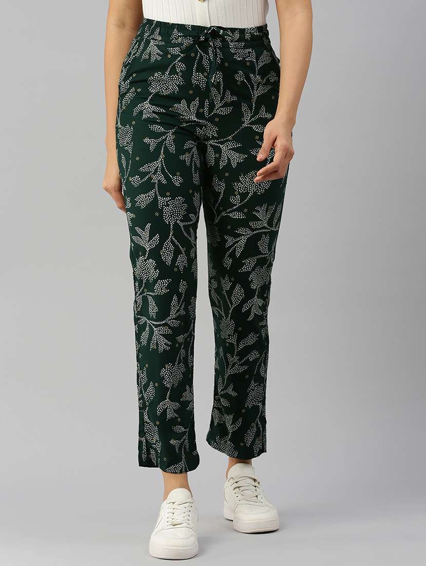 women floral printed high rise slim fit trouser - 21929573 -  Standard Image - 1