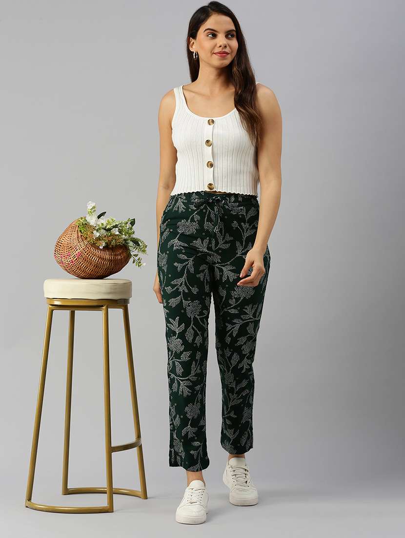 women floral printed high rise slim fit trouser - 21929573 -  Standard Image - 4