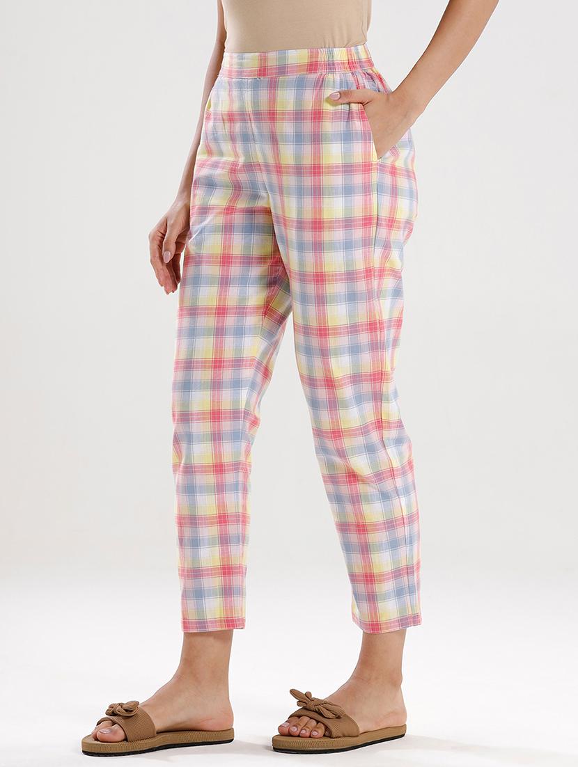 women checkered mid rise cigarette pant - 21929574 - Standard Image - 1