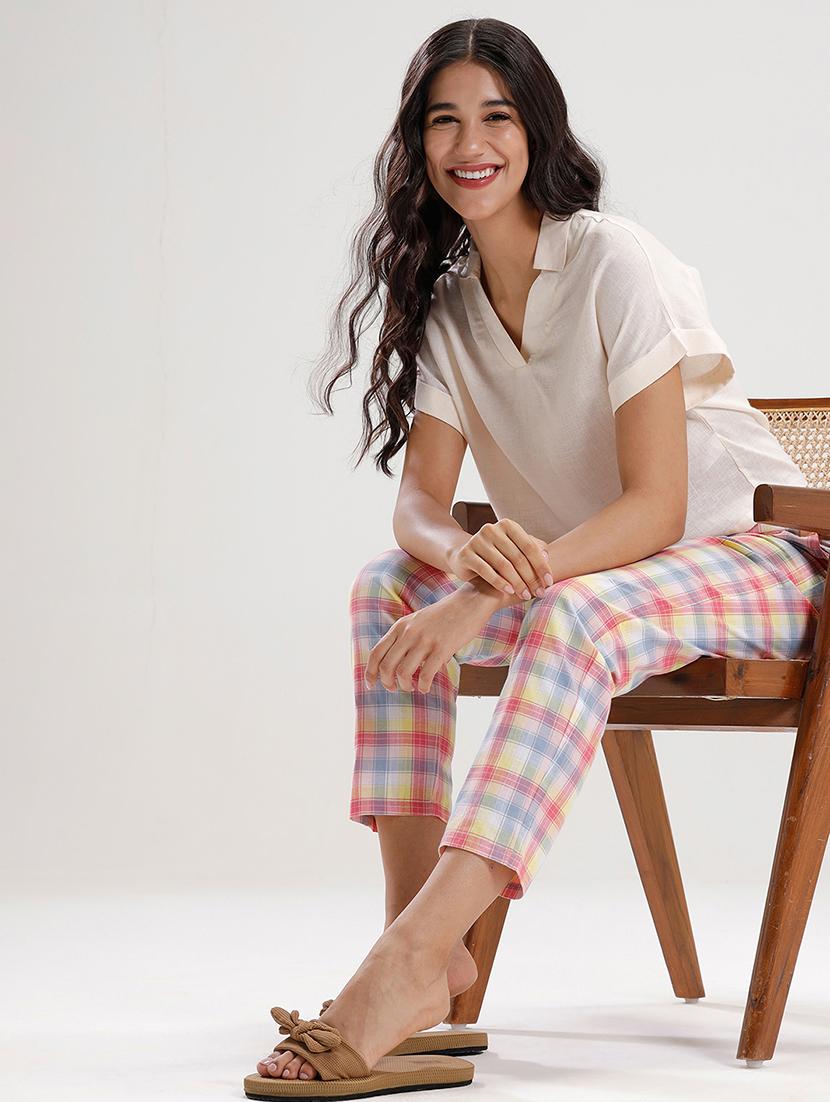 women checkered mid rise cigarette pant - 21929574 - Standard Image - 4