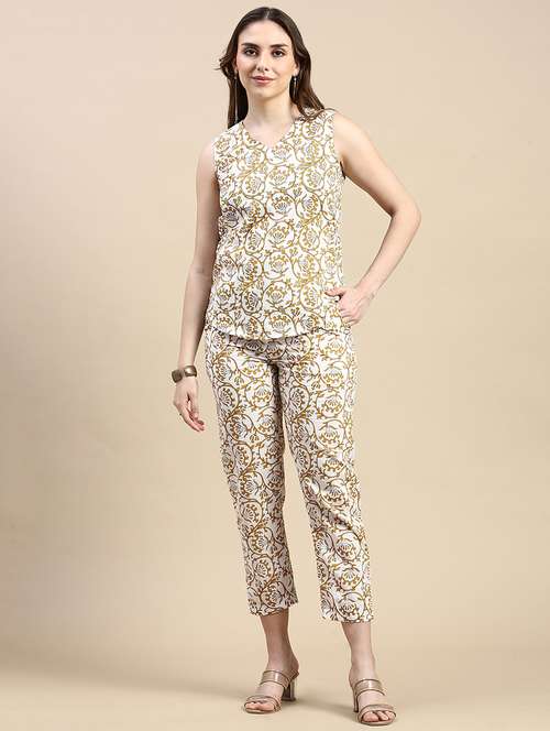 women printed mid rise straight trouser - 21929575 - Standard Image - 0