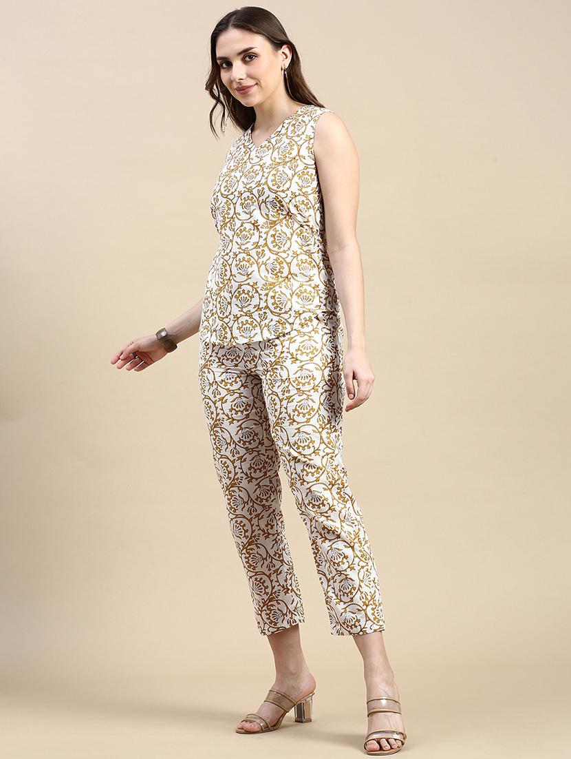 women printed mid rise straight trouser - 21929575 - Standard Image - 1