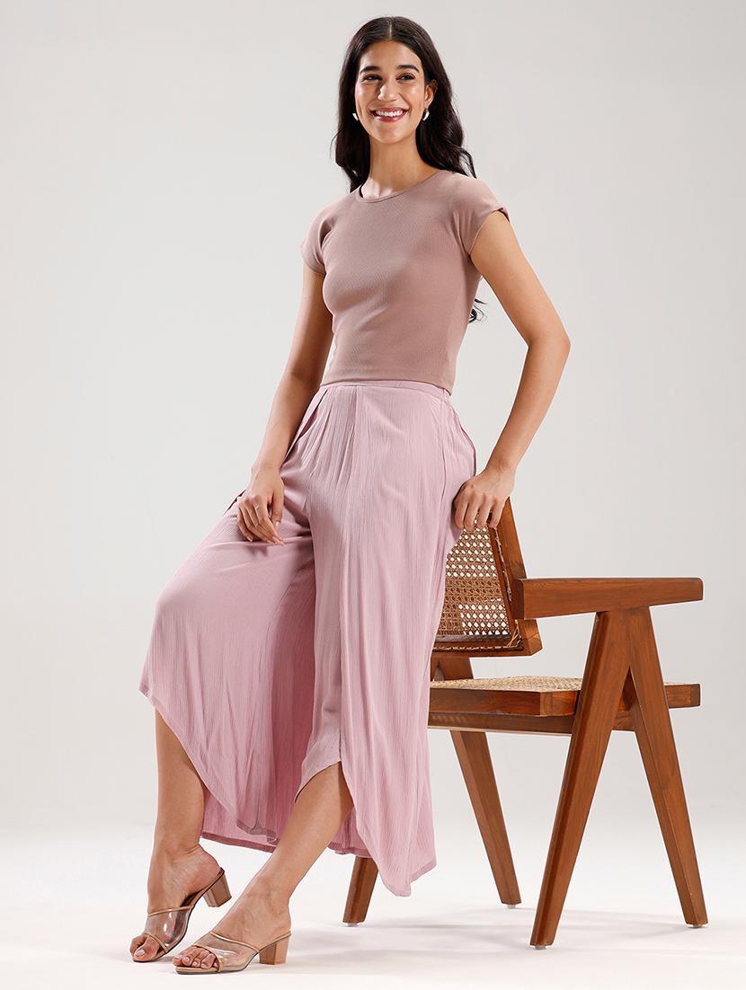 women solid high rise flared palazzo - 21929576 - Standard Image - 4