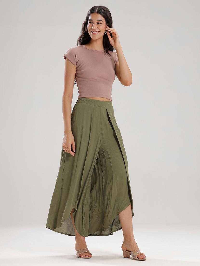women solid high rise flared palazzo - 21929577 - Standard Image - 4