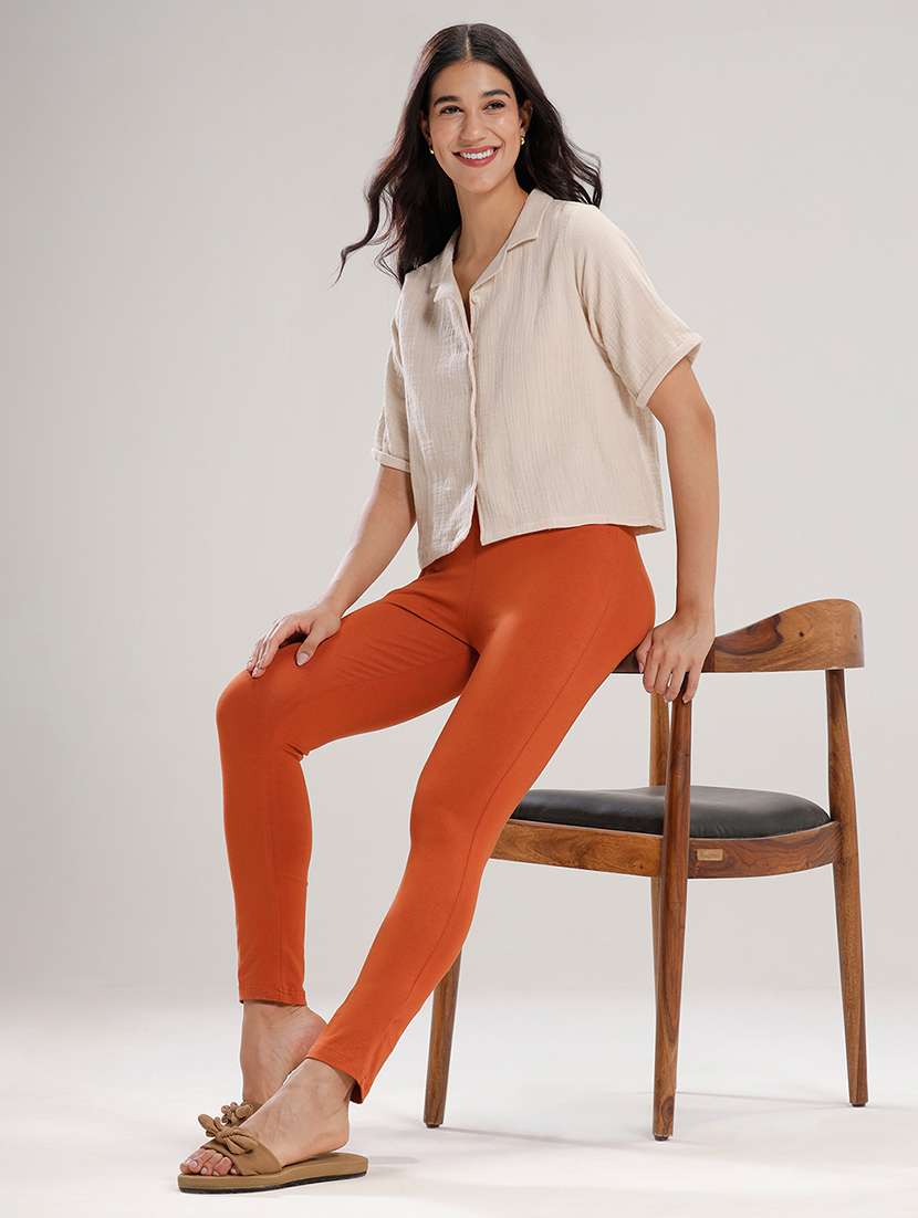 women solid mid rise ankle length legging - 21929586 -  Standard Image - 4