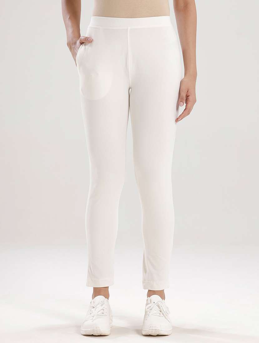 women solid mid rise ankle length legging