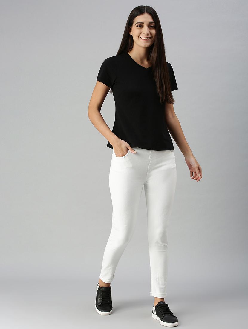 women sollid mid rise slim fit jegging - 21930262 - Standard Image - 4