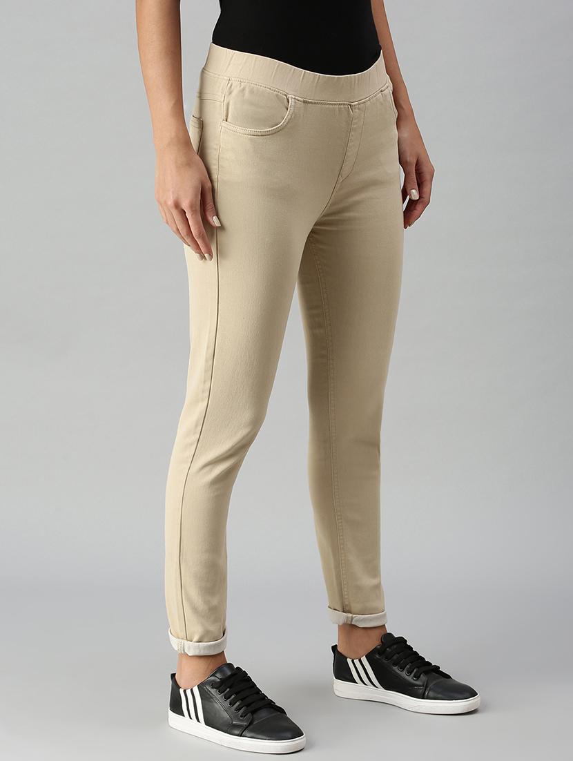 women sollid mid rise slim fit jegging - 21930264 - Standard Image - 1