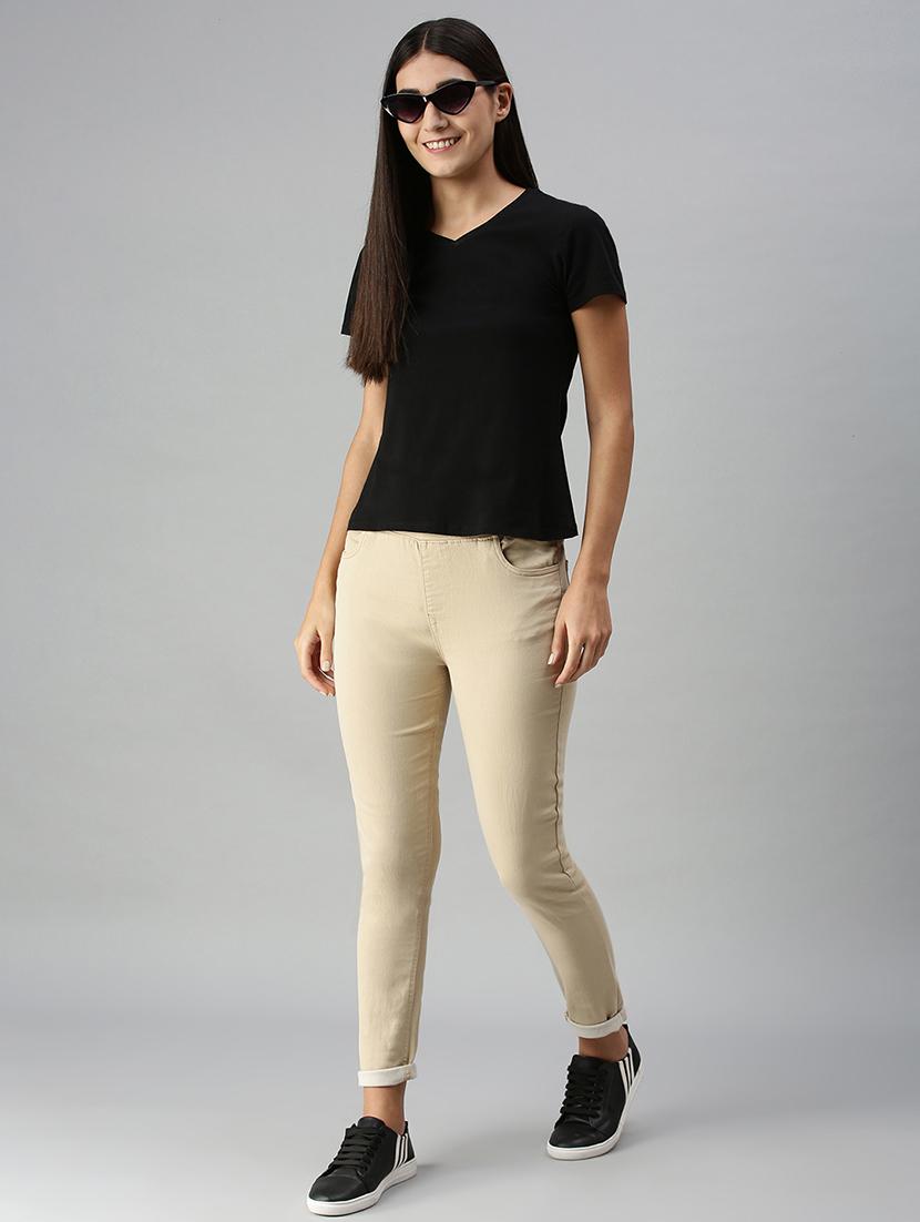 women sollid mid rise slim fit jegging - 21930264 - Standard Image - 4