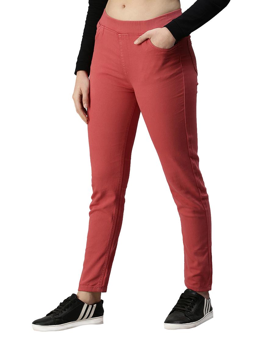 women sollid mid rise slim fit jegging - 21930265 - Standard Image - 1