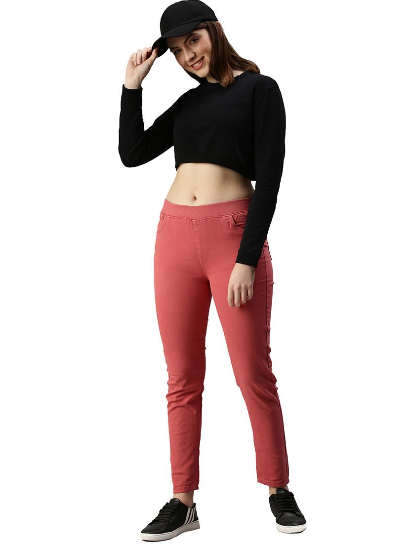 women sollid mid rise slim fit jegging - 21930265 - Standard Image - 4